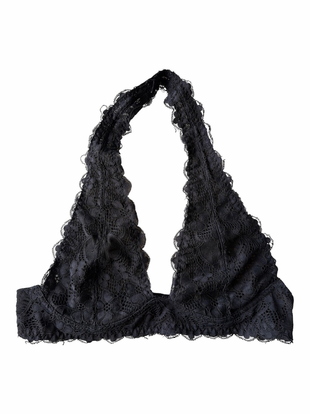 Black Lace Halter Bralette - Women's Intimates